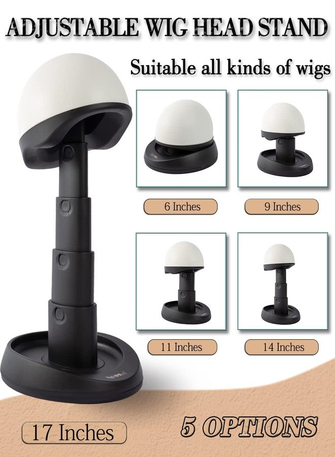 lightmay Adjustable Wig Head - Wig Stand for Travel and Salon for Styling Protection, Collapsible Compact Stand, Expands Long and Short Wigs (White & Black) - Image 2